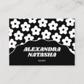 Schwarz-weiße Y2K Blume Handgefertigte Kleidung Visitenkarte (Vorderseite)