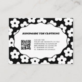 Schwarz-weiße Y2K Blume Handgefertigte Kleidung Visitenkarte (Rückseite)