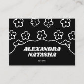 Schwarz-weiße Y2K Blume Handgefertigte Kleidung Visitenkarte (Vorderseite)
