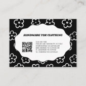 Schwarz-weiße Y2K Blume Handgefertigte Kleidung Visitenkarte (Rückseite)