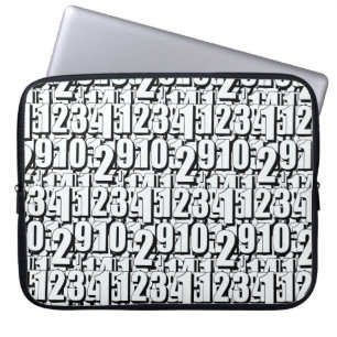 Schwarz-weiße Zahlen Laptopschutzhülle