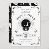 Schwarz-weiße Zauberkristall-Babydusche Einladung (Vorne/Hinten)