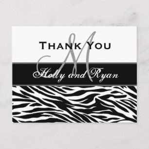 Schwarz-weiße Zebra-Hochzeit danken Ihnen zu Dankeskarte