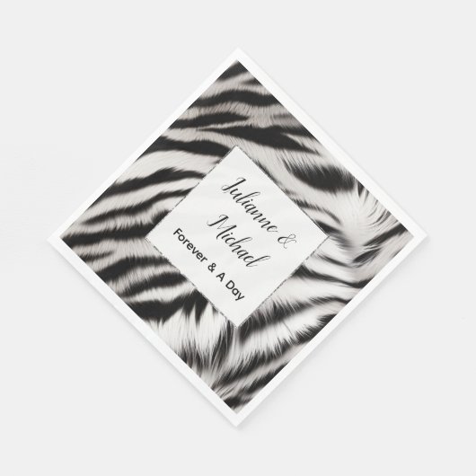 Schwarz-weiße Zebra-Hochzeit Serviette (Ecke)
