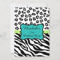Schwarz-weiße Zebra Leopard Skin 21. Geburtstagspa