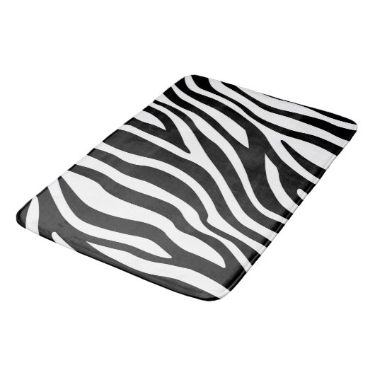 Schwarz-weiße Zebra Print Badematte (Schrägansicht)