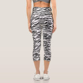 Schwarz-weiße Zebra Print Capri Leggings (Rückseite)