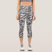 Schwarz-weiße Zebra Print Capri Leggings (Vorderseite)