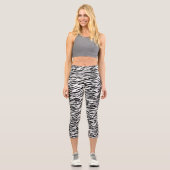Schwarz-weiße Zebra Print Capri Leggings (Vorderseite)