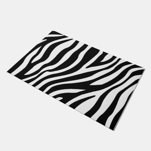 Schwarz-weiße Zebra Print Fußmatte (Schrägansicht)