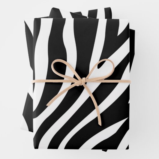 Schwarz-weiße Zebra Print Geschenkpapier Set (Beispiel)
