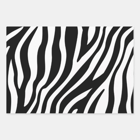 Schwarz-weiße Zebra Print Geschenkpapier Set (Vorderseite)