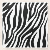 Schwarz-weiße Zebra Print Glasuntersetzer (Vorderseite)