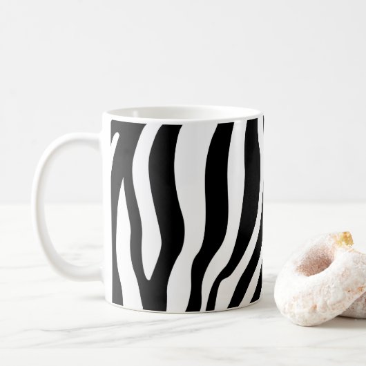 Schwarz-weiße Zebra Print Kaffeetasse (Mit Donut)
