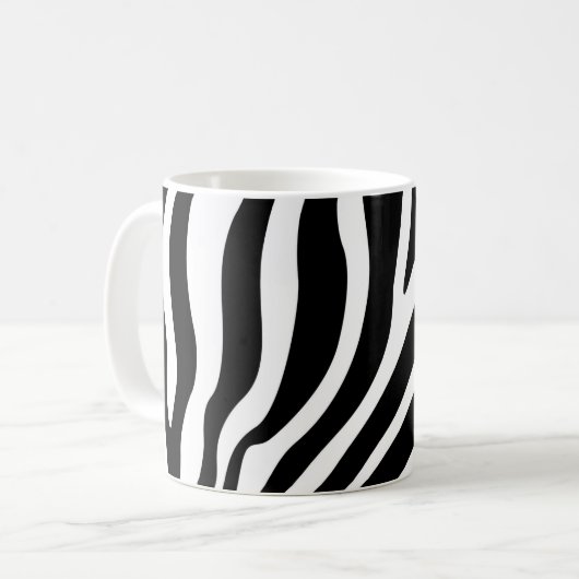 Schwarz-weiße Zebra Print Kaffeetasse (Vorderseite Links)