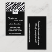 Schwarz-weiße Zebra Print personalisieren Visitenk Visitenkarte (Vorne/Hinten)
