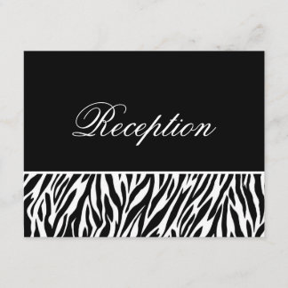 Schwarz-weiße Zebra Print Template Empfang Cards Begleitkarte