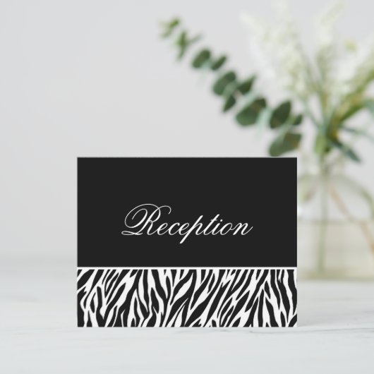 Schwarz-weiße Zebra Print Template Empfang Cards Begleitkarte (Stehend Vorderseite)