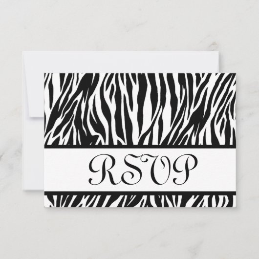Schwarz-weiße Zebra Print UAWG Wedding Response Ca RSVP Karte (Vorderseite)
