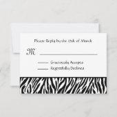 Schwarz-weiße Zebra Print UAWG Wedding Response Ca RSVP Karte (Rückseite)