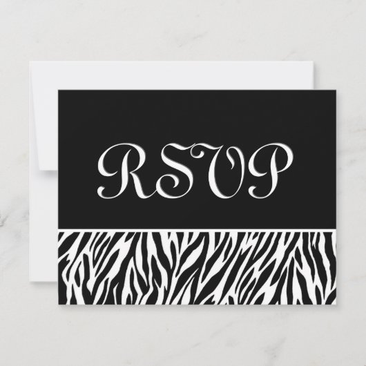 Schwarz-weiße Zebra Print UAWG Wedding Response Ca RSVP Karte (Vorderseite)