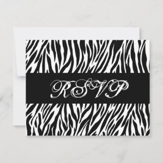 Schwarz-weiße Zebra Print UAWG Wedding Response Ca RSVP Karte
