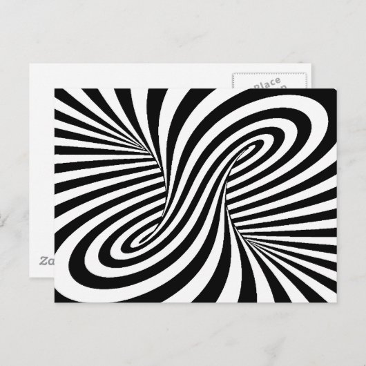 Schwarz-weiße ZEBRA-WIRBEL-PATTER OPTISCHER ILLUSI Postkarte (Vorne/Hinten)