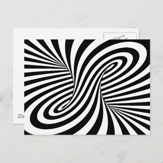 Schwarz-weiße ZEBRA-WIRBEL-PATTER OPTISCHER ILLUSI Postkarte (Vorne/Hinten)