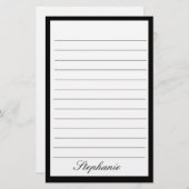 Schwarz-weiße Zeilenumbrüche Monogrammnamen benutz Briefpapier (Vorne/Hinten)