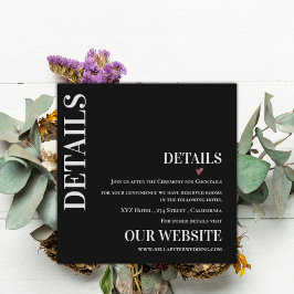 Schwarz-weiße zeitgenössische Hochzeitdetails Begleitkarte