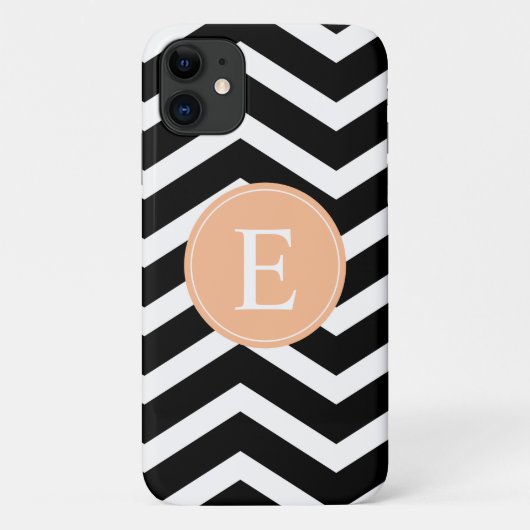 Schwarz-weiße Zickzack Orange Case-Mate iPhone Hülle (Rückseite)