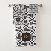 Schwarz-weiße Ziermuster antike Badhandtuch Set (Insitu)