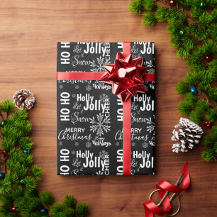 Schwarz Weiße Zitate Schneeflocke Frohe Weihnachte Geschenkpapier