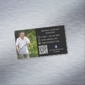 Schwarz-weiße Zuhause repariert Foto QR Code Handy Magnetische Visitenkarte (Beispiel)