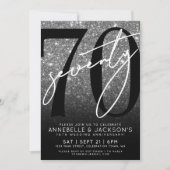 Schwarz-weißer 70. Hochzeitstag Einladung (Vorderseite)