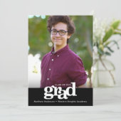 Schwarz-weißer Abschluss 1 Foto Moderne Typografie Ankündigung (Stehend Vorderseite)