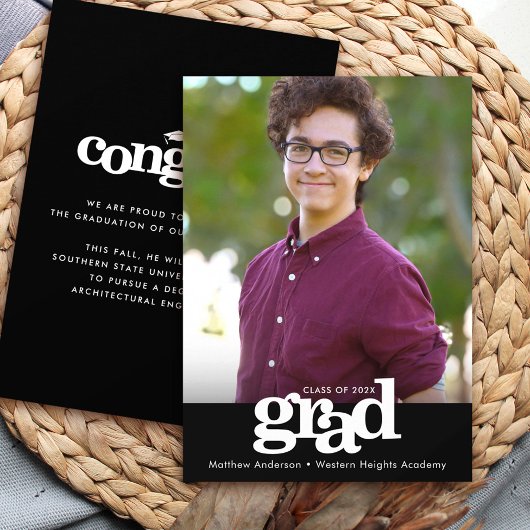 Schwarz-weißer Abschluss 1 Foto Moderne Typografie Ankündigung