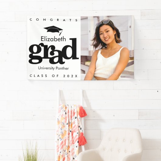 Schwarz-weißer Abschluss Foto schlicht modern kühl Banner (Insitu)