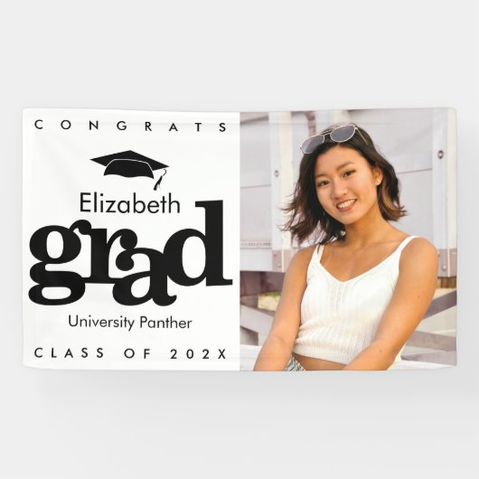 Schwarz-weißer Abschluss Foto schlicht modern kühl Banner (Horizontal)