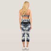 Schwarz-weißer abstrakter Rauchdurchgang durch Gal Capri Leggings (Rückseite)