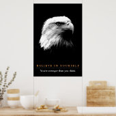 Schwarz-weißer Adler Motivierend an sich selbst gl Poster (Küche)