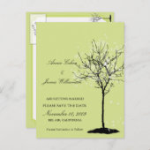 Schwarz-weißer Ahornbaum Save the Date Postkarte (Vorne/Hinten)