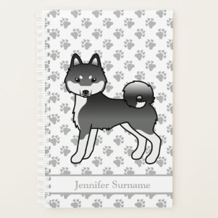 Schwarz-weißer Alaskan Klee Kai Cartoon-Hund Planer