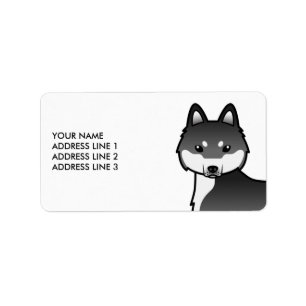 Schwarz-weißer Alaskan Klee Kai Hund & Benutzerdef Adressaufkleber