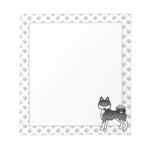 Schwarz-weißer Alaskan Klee Kai süßer Cartoon-Hund Notizblock