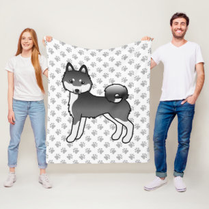 Schwarz-weißer Alaskan Klee Kai, süßer Hund & Pfot Fleecedecke