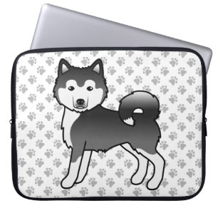 Schwarz-weißer Alaskan Malamute süßer Cartoon-Hund Laptopschutzhülle