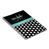 Schwarz-weißer Aquamariner Green Monogram Script P Notizblock (Rechte Seite)