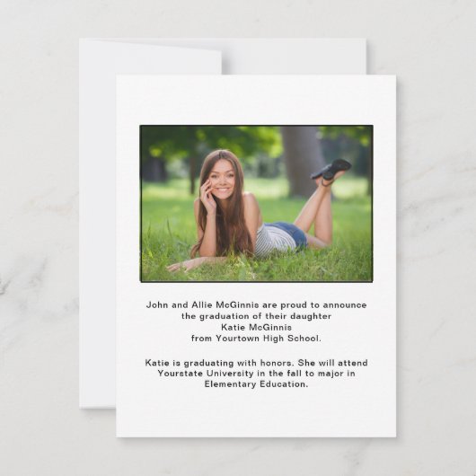 Schwarz-weißer Arch Foto Abschluss Ankündigung (Rückseite)