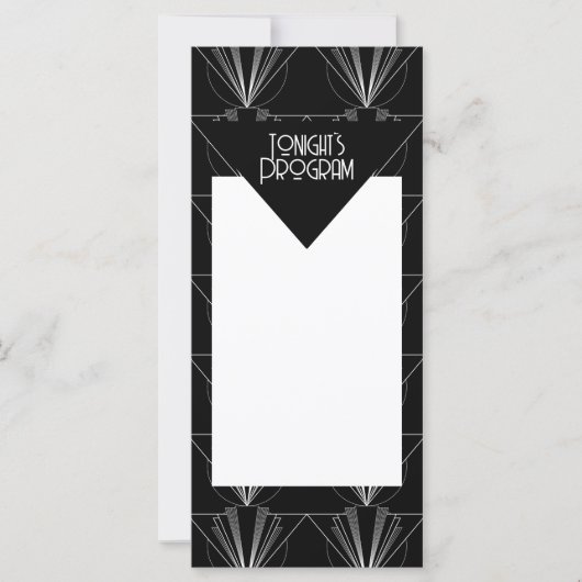 Schwarz-weißer Art Deco Gatsby-Programm (Vorderseite)